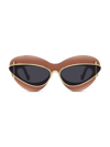Loewe Women's Double Frame 67mm Cat-eye Sunglasses In Warm Brown Smoke