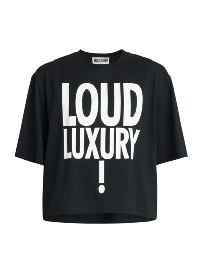 Moschino Slogan-print Cotton T-shirt In Black