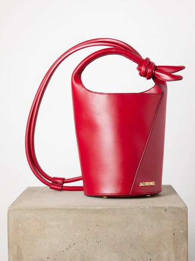 Jacquemus Red Le Petit Tourni Leather Bucket Bag