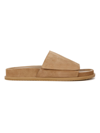 Vince Men's Del Rey Leather Slide Sandals In New Camel Tan Suede