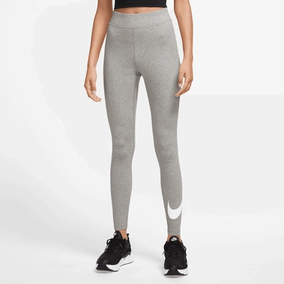 Nike Womens  Classic Gx Hr Swooshtights In Dark Grey Heather