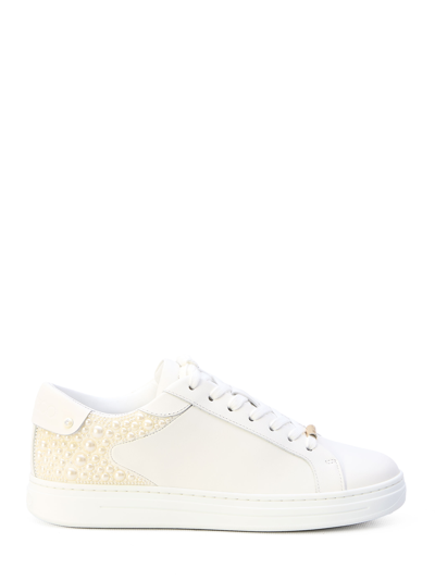 Jimmy Choo Luxurious White Calfskin Pearl Sneakers For Women From Ss24 Collection