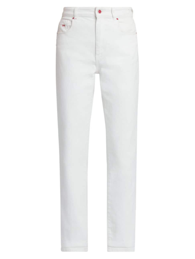 Kiton Women's Mom-fit High-rise Stretch Tapered Jeans In White