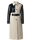 MACKAGE WOMEN'S LEIKO TWILL-LEATHER TRENCH COAT