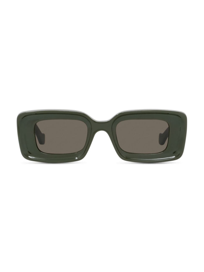 Loewe Women's Anagram 46mm Geometric Sunglasses In Dark Olive Green Brown