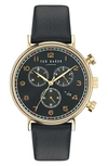 TED BAKER BARNETB CHRONOGRAPH LEATHER STRAP WATCH, 41MM