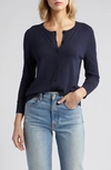 Caslon Three-quarter Sleeve Cardigan In Navy Blazer