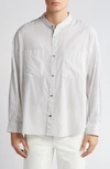 FRAME PINSTRIPE BAND COLLAR BUTTON-UP SHIRT