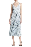 Vince Washed Lily Pleated Slipdress In Pale Azure