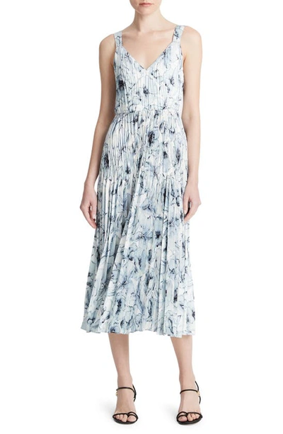 VINCE WASHED LILY PLEATED SLIPDRESS