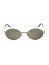 Saint Laurent Women's Feminine Fashion Icons 55mm Oval Metal Sunglasses In Silver Dark Grey