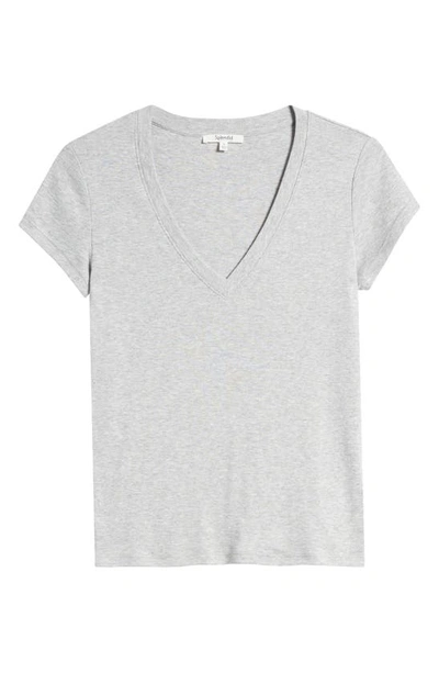 Splendid V-neck Cotton Blend T-shirt In Heather Grey
