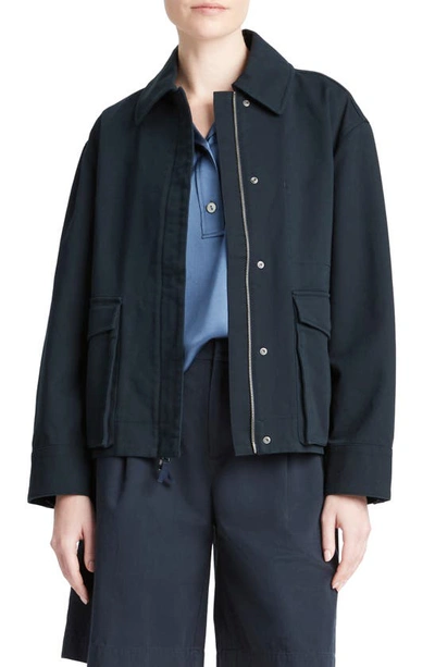 Vince Utility Poplin Zip-front Jacket In Coastal