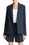 Vince Soft Suiting Single Breasted Blazer In Blue