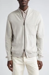 Herno Cotton Knit Zip Cardigan In 1315 Stone