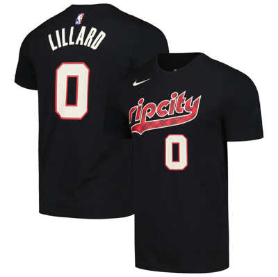Nike Men's Damian Lillard Black Portland Trail Blazers 2023/24 City Edition Name Number T-shirt In Black,lill