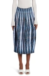 Bottega Veneta Jacquard Feather Midi Skirt In Blue/ Black