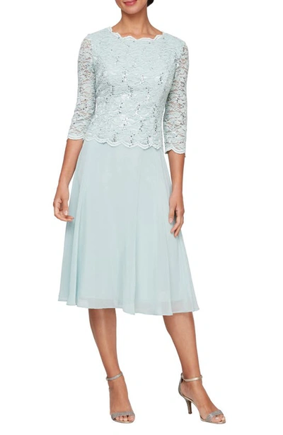 Alex Evenings Faux Two-piece Cocktail Dress In Fresh Mint