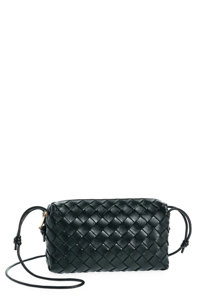 Bottega Veneta Mini Loop Camera Intrecciato Leather Crossbody Bag In Black