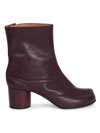 Maison Margiela Women's Tabi Split-toe Leather Boots In Merlot