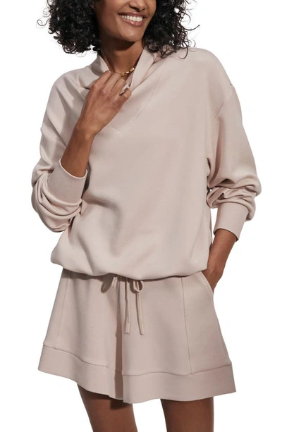 Varley Modena Cowl-neck Longline Sweatshirt In Beige