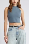 Open Edit Luxe Sculpt High Neck Tank In Blue Weather