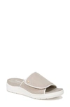 Dr. Scholl's Women's Time Off Set Slide Sandals In Oyster Grey Fabric