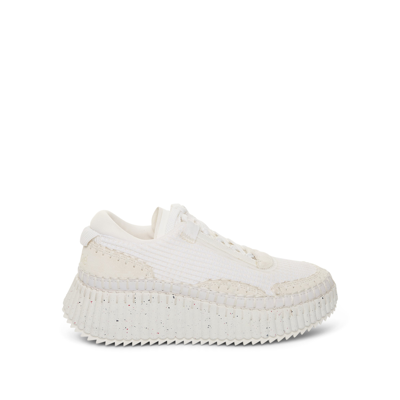 Chloé Nama Lower Impact Mesh Sneakers In White