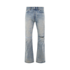 Amiri Light Blue Destroyed Straight Jeans With Cut-out In Cotton Denim Man
