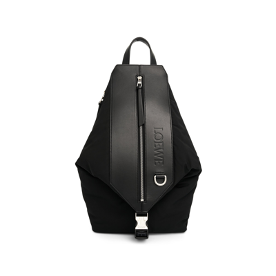 Loewe Logo-embossed Leather Backpack In Black