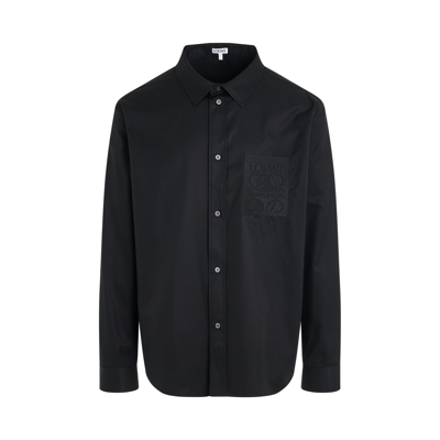 Loewe Anagram Long-sleeved Shirt In Black