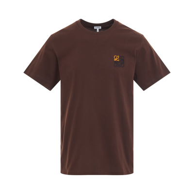 Loewe Embroidered-logo T-shirt In Brown