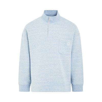 Loewe High-neck Brand-embroidered Cotton-jersey Sweatshirt In Blue Melange