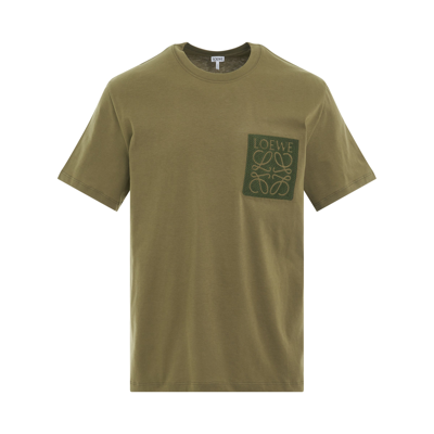 Loewe Anagram Logo Embroidered Relax Fit T-shirt In Green