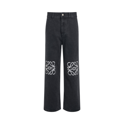 Loewe Anagram-logo Straight-leg Jeans In Black