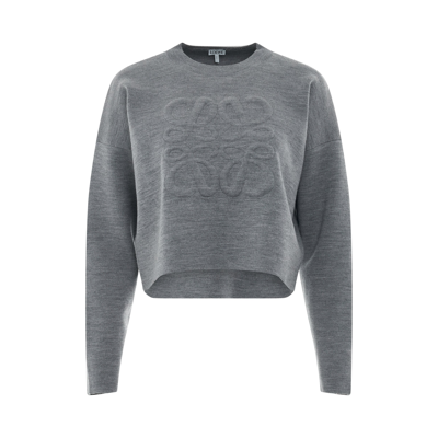 Loewe Short Anagram Sweater In Gray