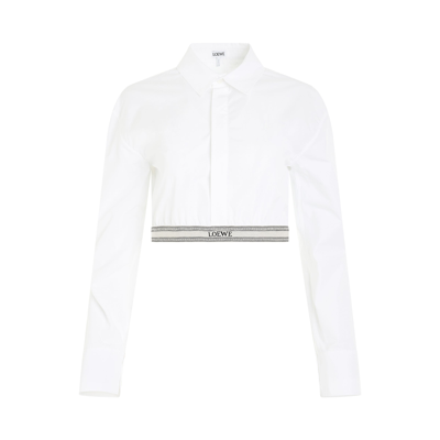 Balenciaga Logo-jacquard Cotton-blend Cropped Shirt In Cold Brown