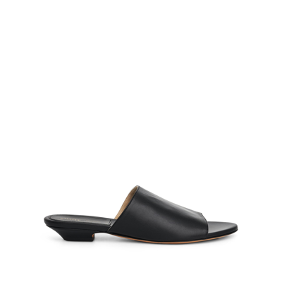 Khaite Marion Leather Slide Sandals In Black