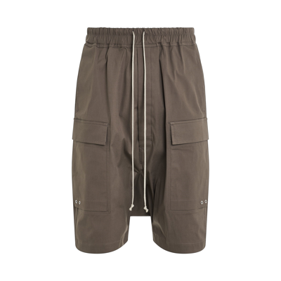 Rick Owens Cargo Pods Cotton Shorts In Brown