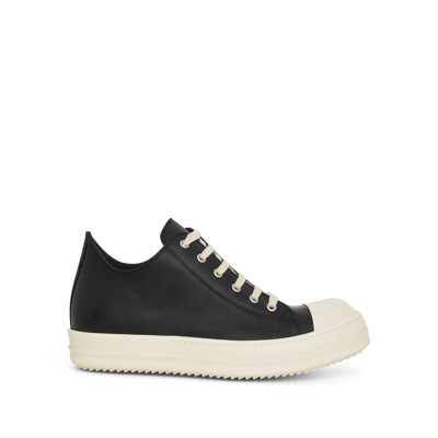 RICK OWENS WASHED CALF LOW TOP LEATHER SNEAKER