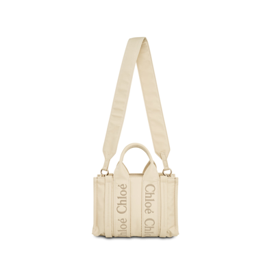 Chloé Small Woody Tote Bag In White