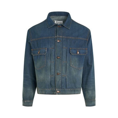 Maison Margiela Pleat-detailing Denim Jacket In Blue
