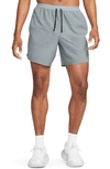 Nike Men's Stride Dri-fit 7" Unlined Running Shorts In Smoke Grey/ Black