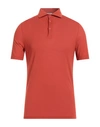 Kired Man Polo Shirt Rust Size 44 Cotton In Red