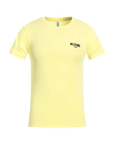Moschino Man T-shirt Light Yellow Size Xl Cotton, Elastane