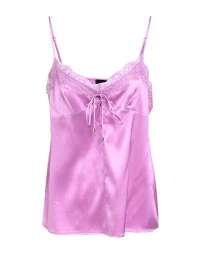 Pinko Woman Top Light Purple Size 10 Silk, Elastane, Polyester