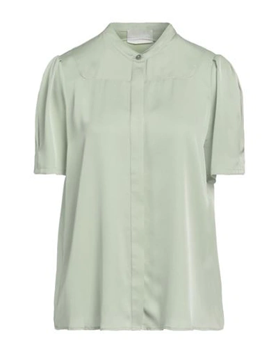 Hemisphere Woman Shirt Sage Green Size L Silk, Elastane