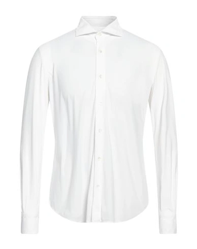 Mazzarelli Man Shirt White Size 17 Polyamide, Elastane
