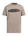 Dsquared2 Man T-shirt Light Brown Size M Cotton In Beige