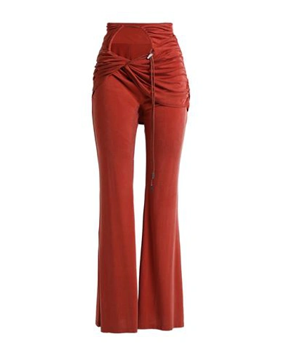 Jacquemus Woman Pants Brick Red Size 6 Cupro, Elastane